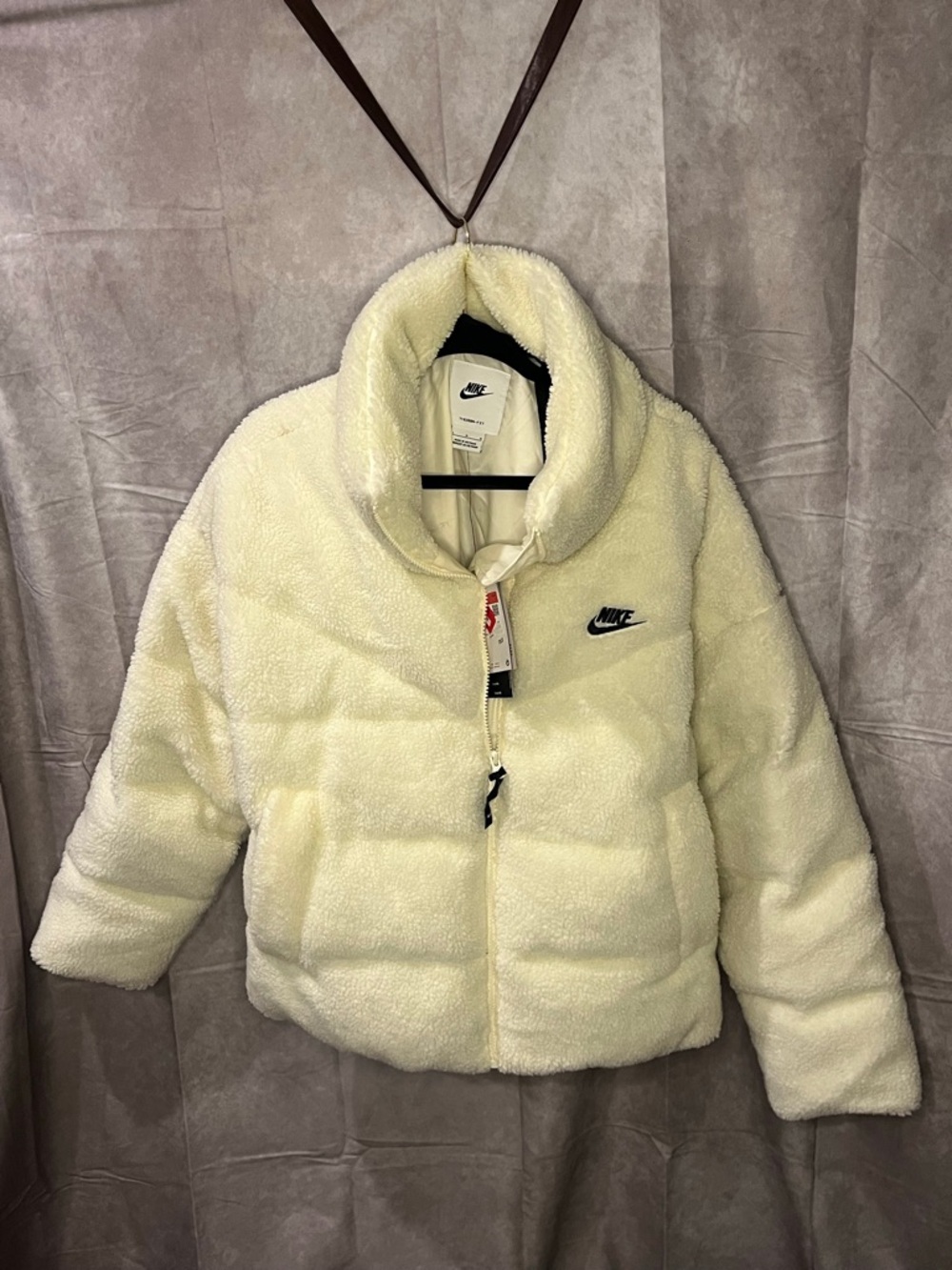 Nike Therma-FIT Sherpa Puffer Jacket Cream Cozy NWT Size L